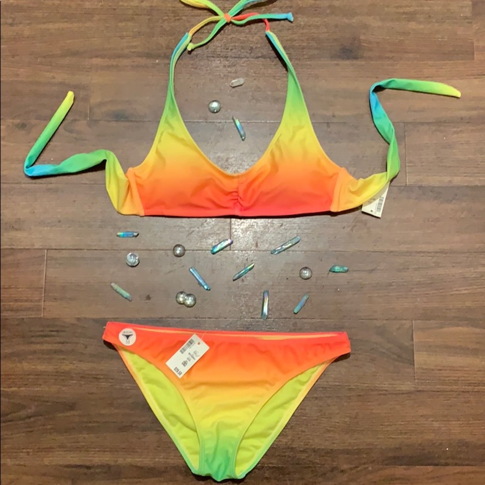 NWT Rainbow swim suit bikini medium Aeropostale